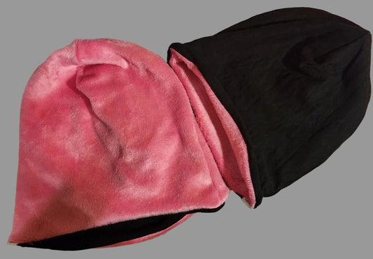 Reversible beanie for teenagers in pink and black - YaKeSaYKS