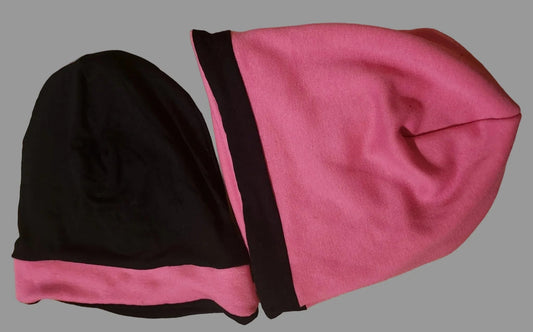 Reversible beanie for kids in pink and black - YaKeSaYKS"