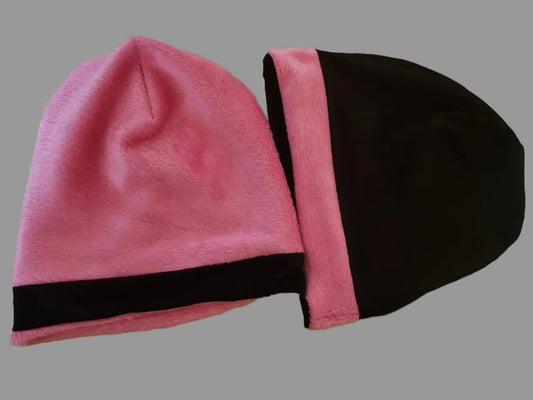 Reversible beanie for kids in pink and black - YaKeSaYKS"